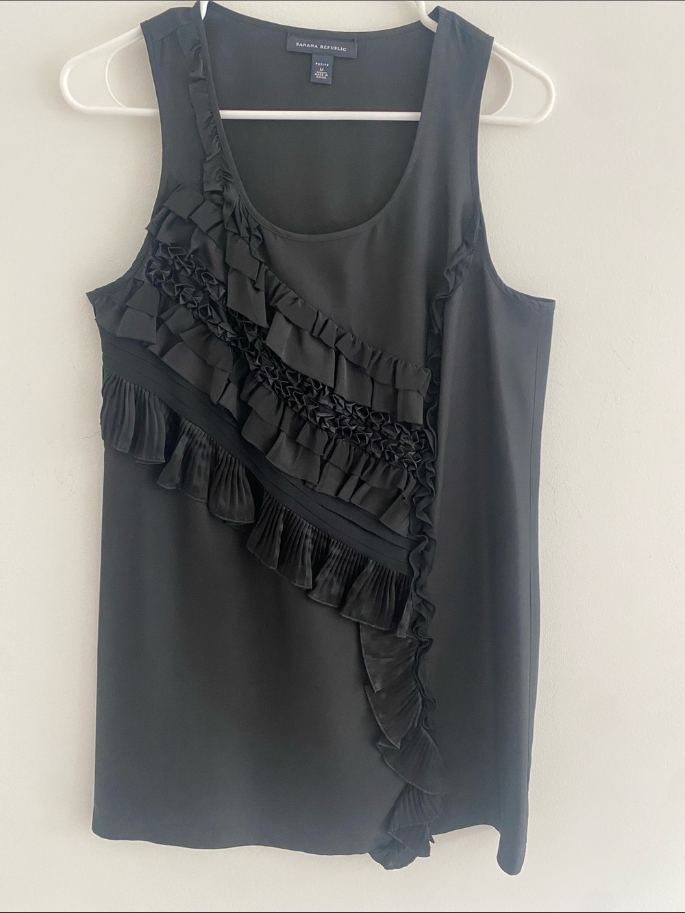 Banana Republic Whimsigoth Silk Ruffle Shift Dress Black Size MP